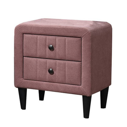 Rheo Nightstand, 2 Drawer, 22 Inch Blush Pink Brushed Linen Upholstery