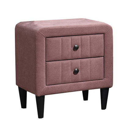 Rheo Nightstand, 2 Drawer, 22 Inch Blush Pink Brushed Linen Upholstery
