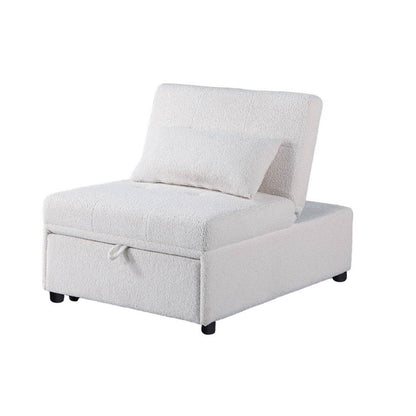 Jiya Convertible Sofa Chair to Single Bed, White Fabric, 76 Inch