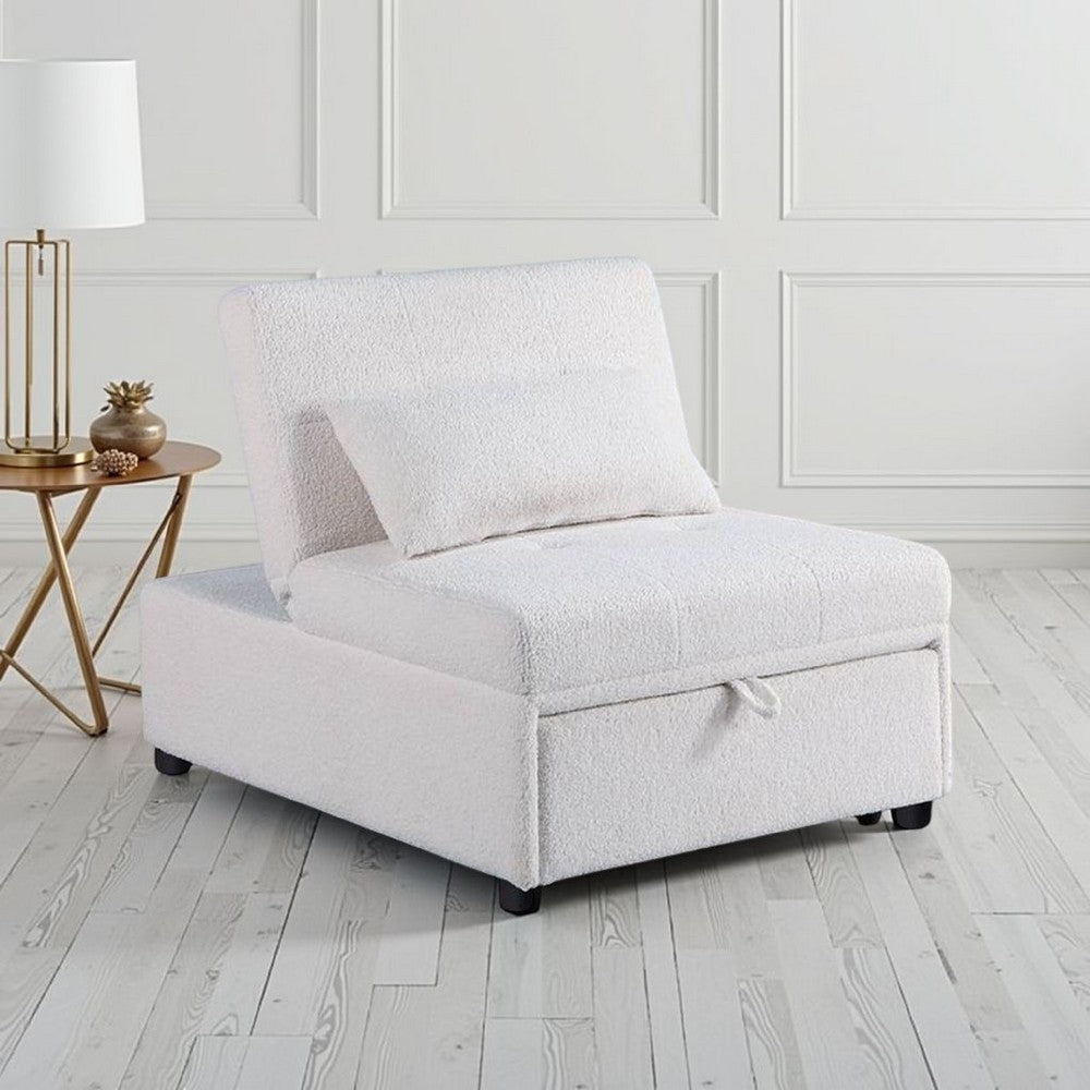 Jiya Convertible Sofa Chair to Single Bed, Fabric, 76 Inch – White