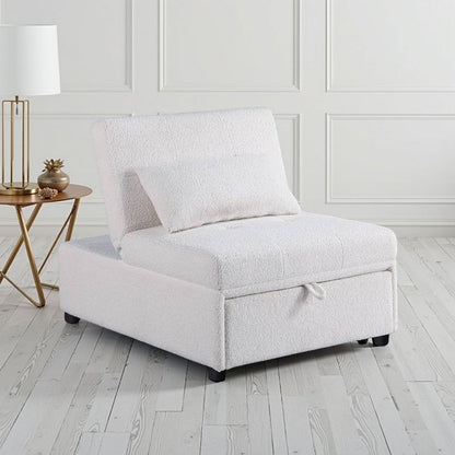 Jiya Convertible Sofa Chair to Single Bed, Fabric, 76 Inch – White