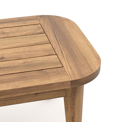 Nea Outdoor Coffee Table, 38 Inch Rectangular Natural Brown Wood Top