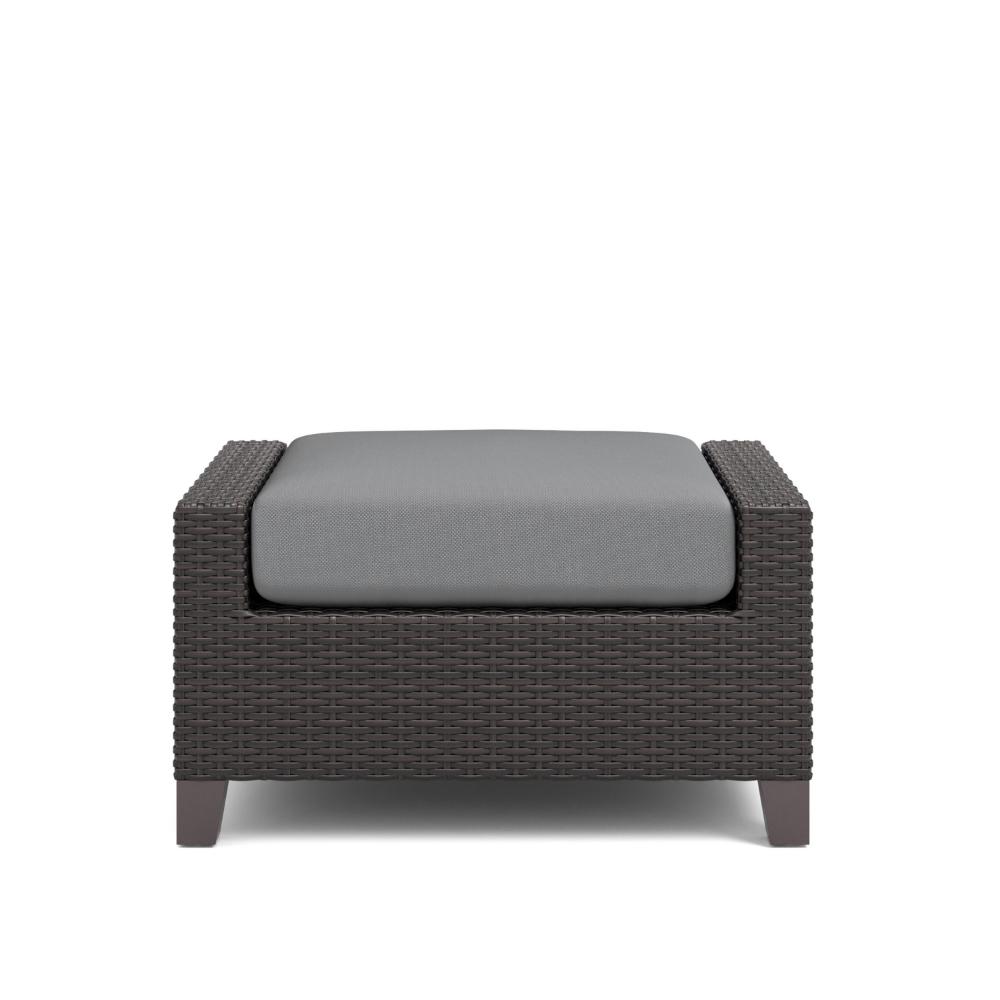 Kyl Outdoor Ottoman Set of 2, 29 Inch Gray Cushioned Top w Woven Frame