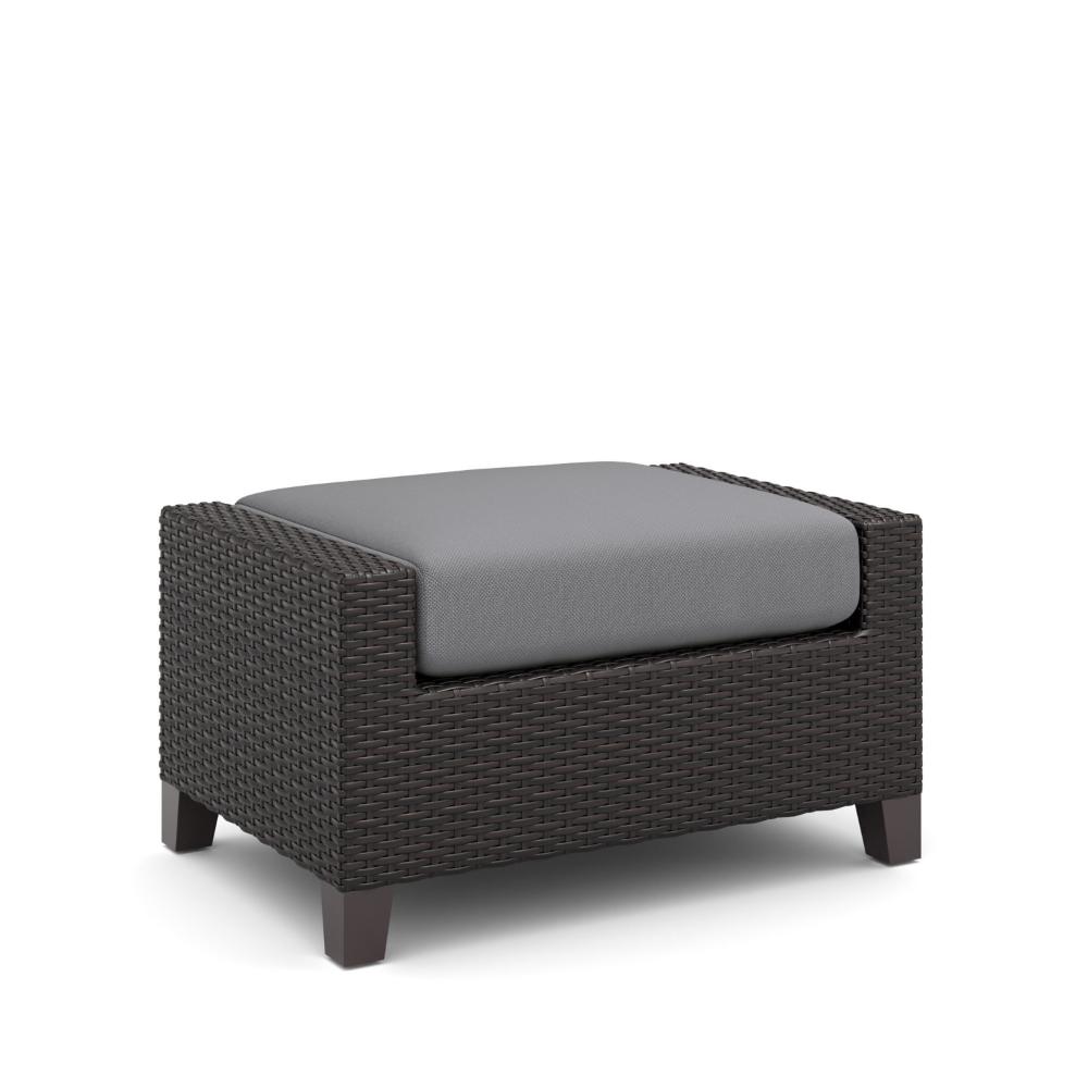 Kyl Outdoor Ottoman Set of 2, 29 Inch Gray Cushioned Top w Woven Frame