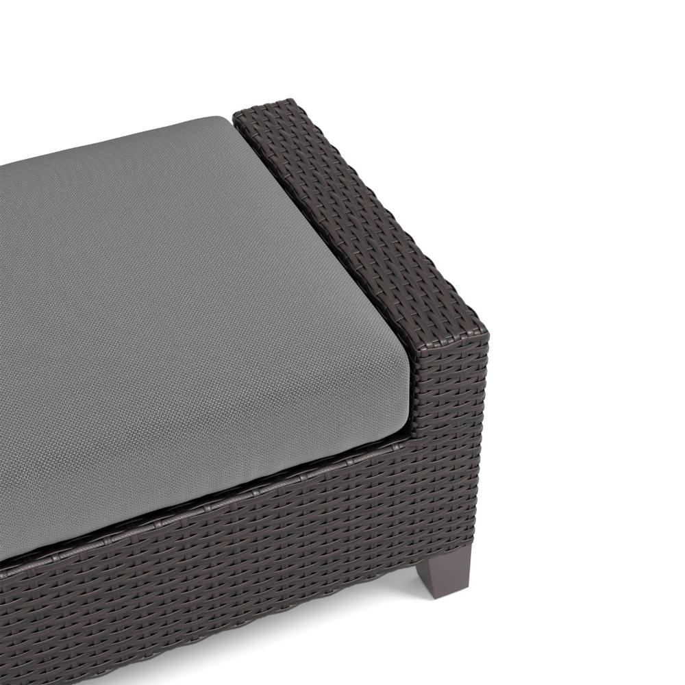 Kyl Outdoor Ottoman Set of 2, 29 Inch Gray Cushioned Top w Woven Frame