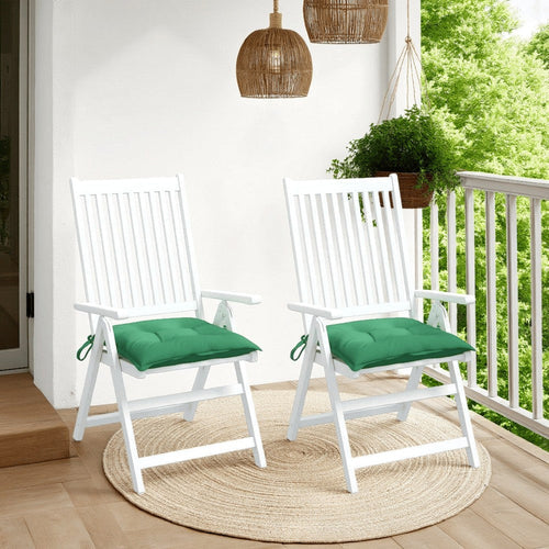 Kia Outdoor Cushions for Set of 2, Tufted Green Oxford Fabric