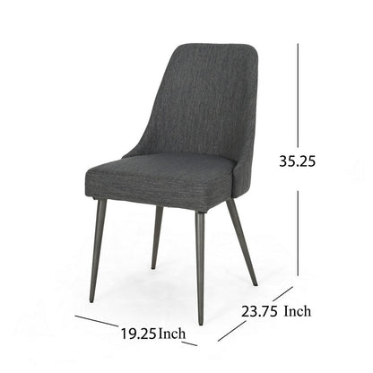 Dining Side Chair Set of 2, Smooth Textured Gray Fabric Armless Design
