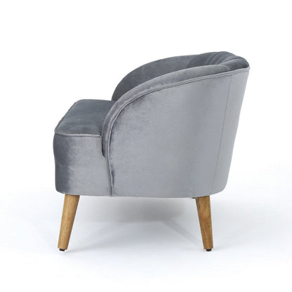 Snap Loveseat, 50 Inch, Retro Channel Stitched Gray Polyester Velvet