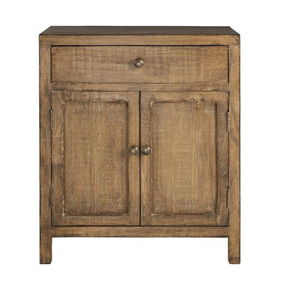 Lia Small Accent Cabinet, 2 Door, Drawer, Antique Style Natural Wood