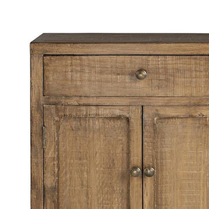 Lia Small Accent Cabinet, 2 Door, Drawer, Antique Style Natural Wood