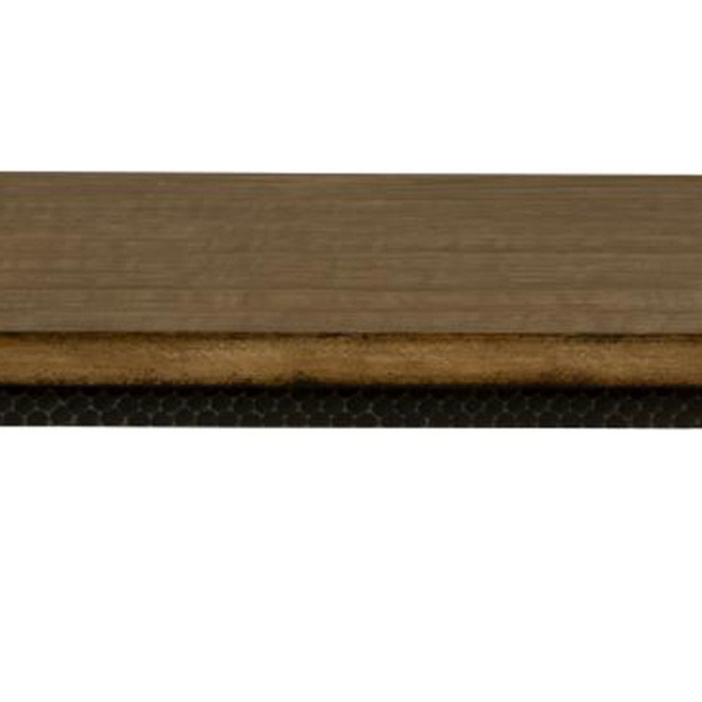Lemy Coffee Table, 48 Inch Rectangular Brown Top, Black Metal Frame