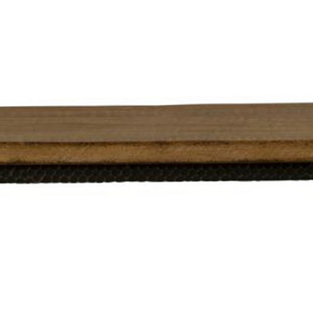 Lemy Sofa Console Table, 62 Inch Rectangular Brown Top, Black Frame