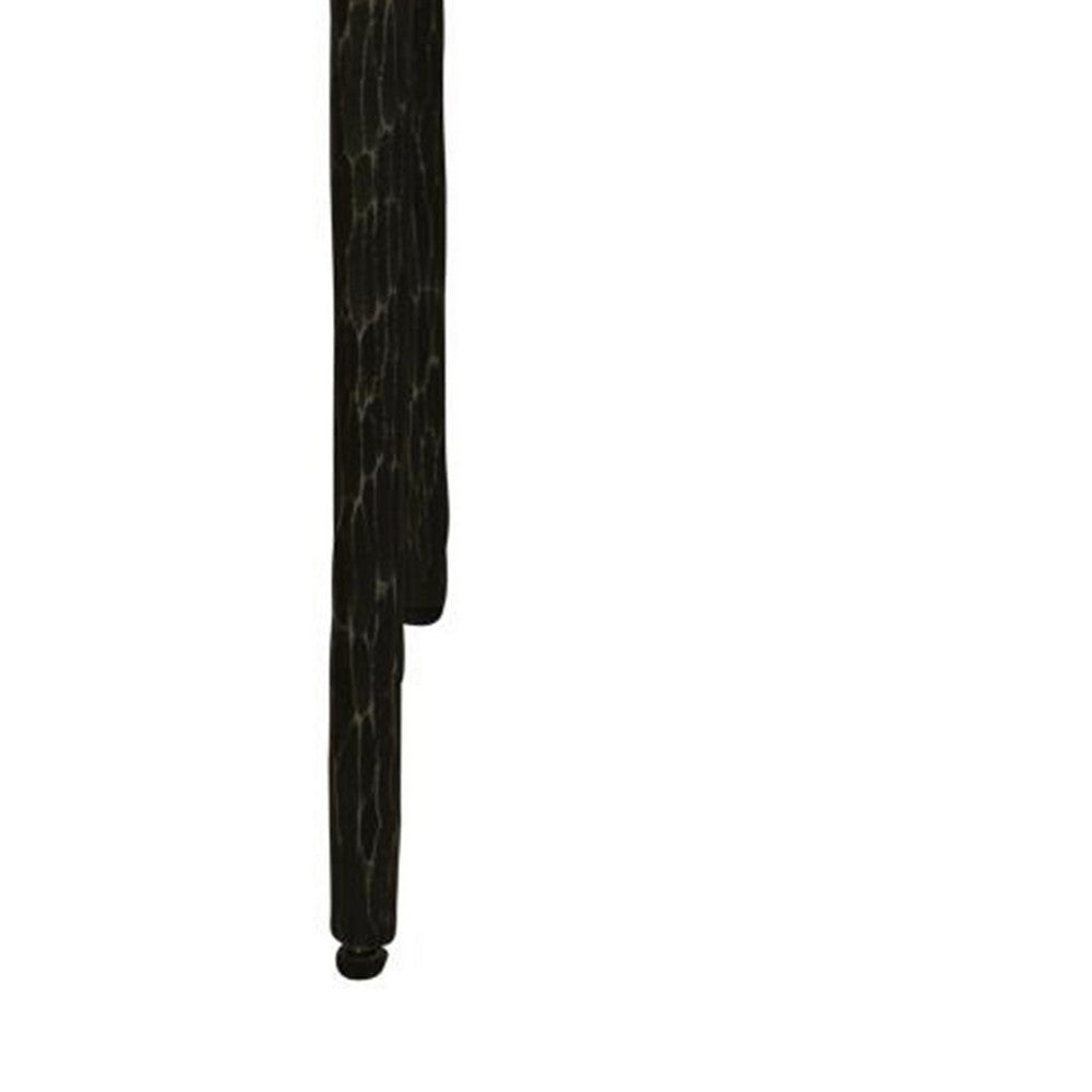 Lemy Side End Table, 22 Inch Rustic Round Brown Top, Black Metal Legs