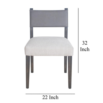 Liom Dining Side Chair Set of 2, Ash Gray Fabric, Blackwash Frame