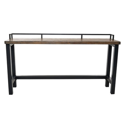 Fyan Counter Table w Rails, Black Iron Base, 71 Inch Rectangular Top