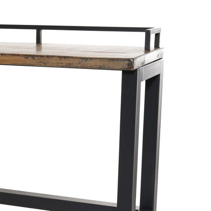 Fyan Counter Table w Rails, Black Iron Base, 71 Inch Rectangular Top