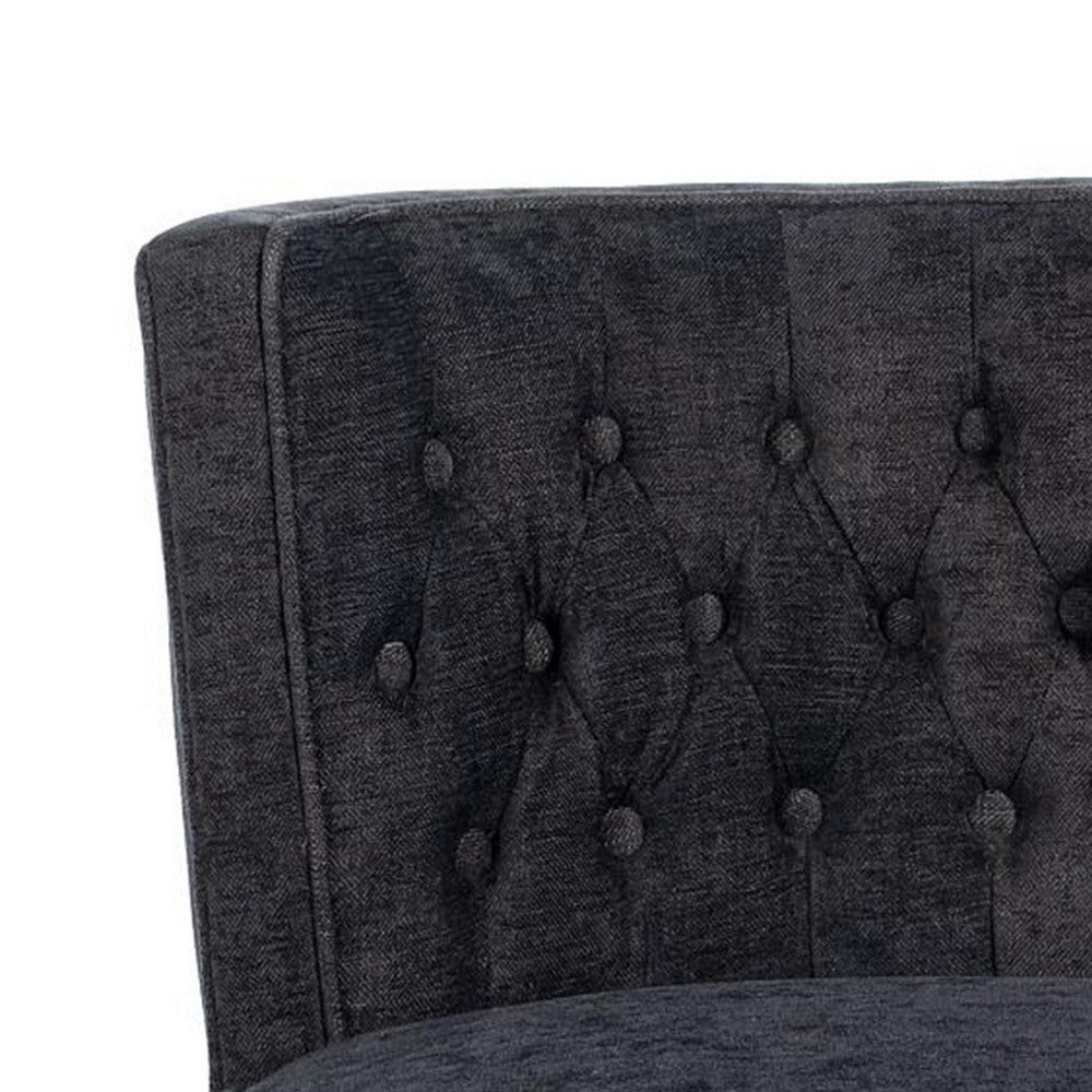 Cly Dining Side Chair Set of 2, Dark Gray, Natural Brown Solid Wood