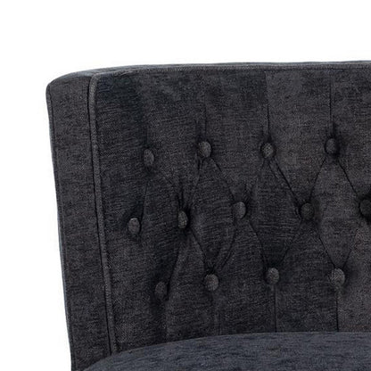Cly Dining Side Chair Set of 2, Dark Gray, Natural Brown Solid Wood