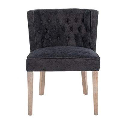 Cly Dining Side Chair Set of 2, Dark Gray, Natural Brown Solid Wood
