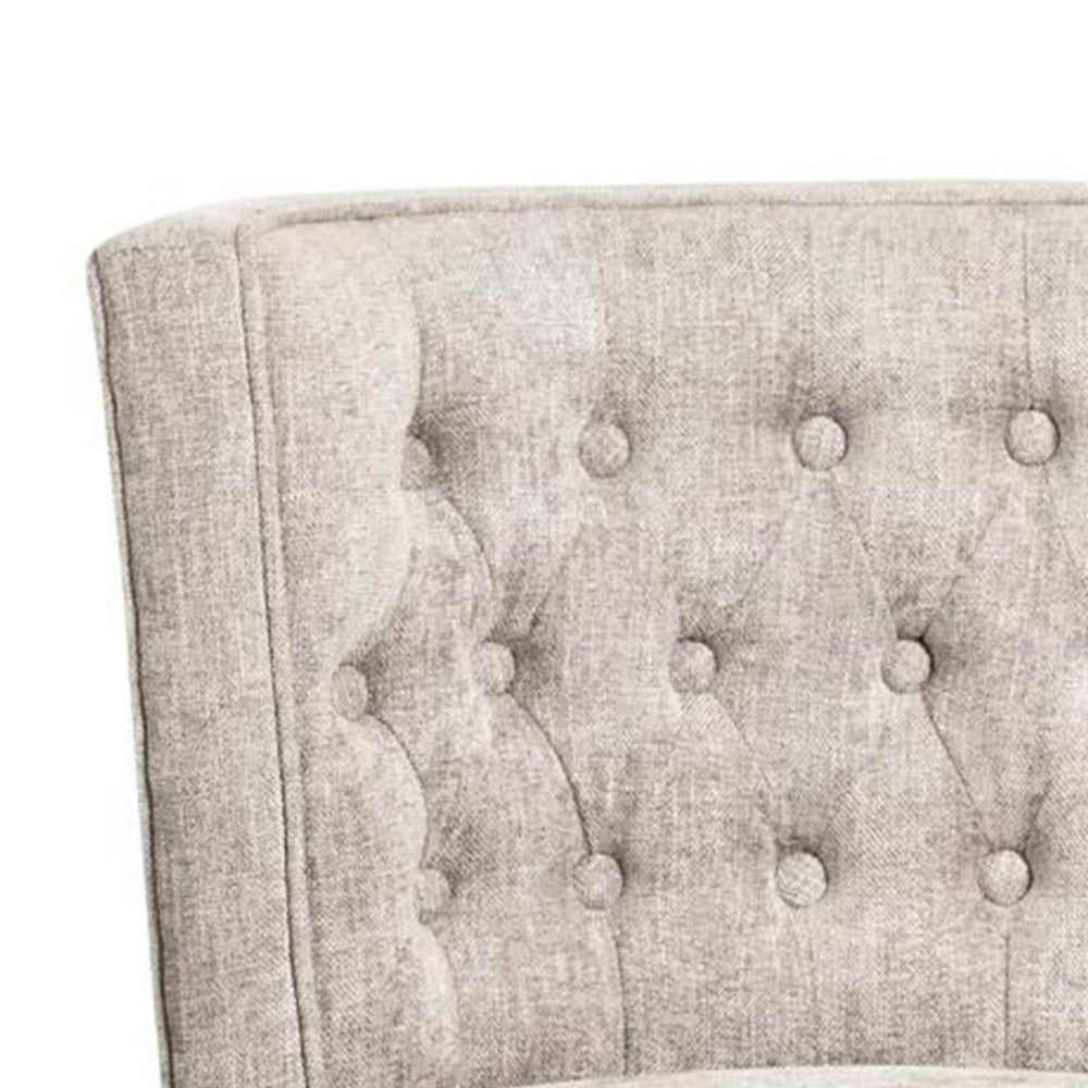 Cly Dining Side Chair Set of 2, Light Gray Fabric, Brown Solid Wood