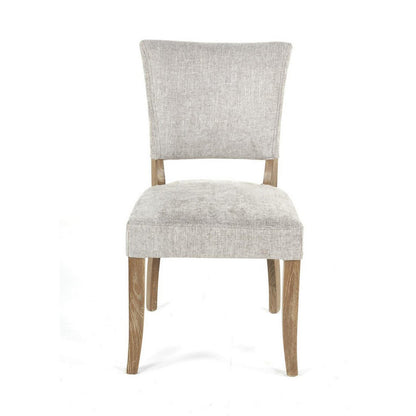 Ryna Dining Side Chair Set of 2, Gray, Washed Oak Brown Solid Wood
