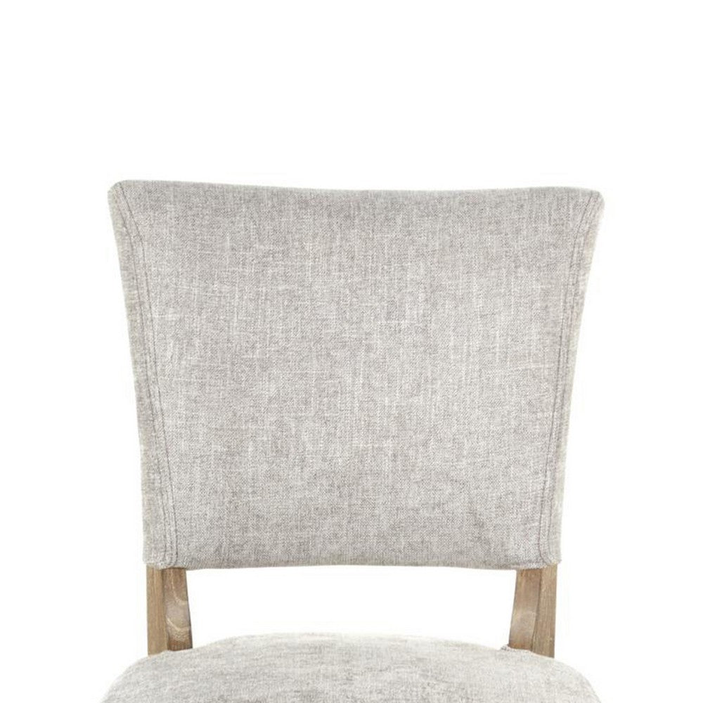 Ryna Dining Side Chair Set of 2, Gray, Washed Oak Brown Solid Wood