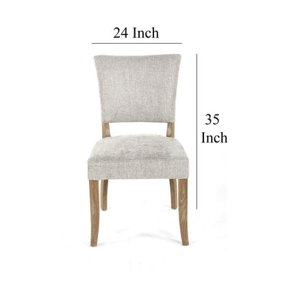 Ryna Dining Side Chair Set of 2, Gray, Washed Oak Brown Solid Wood