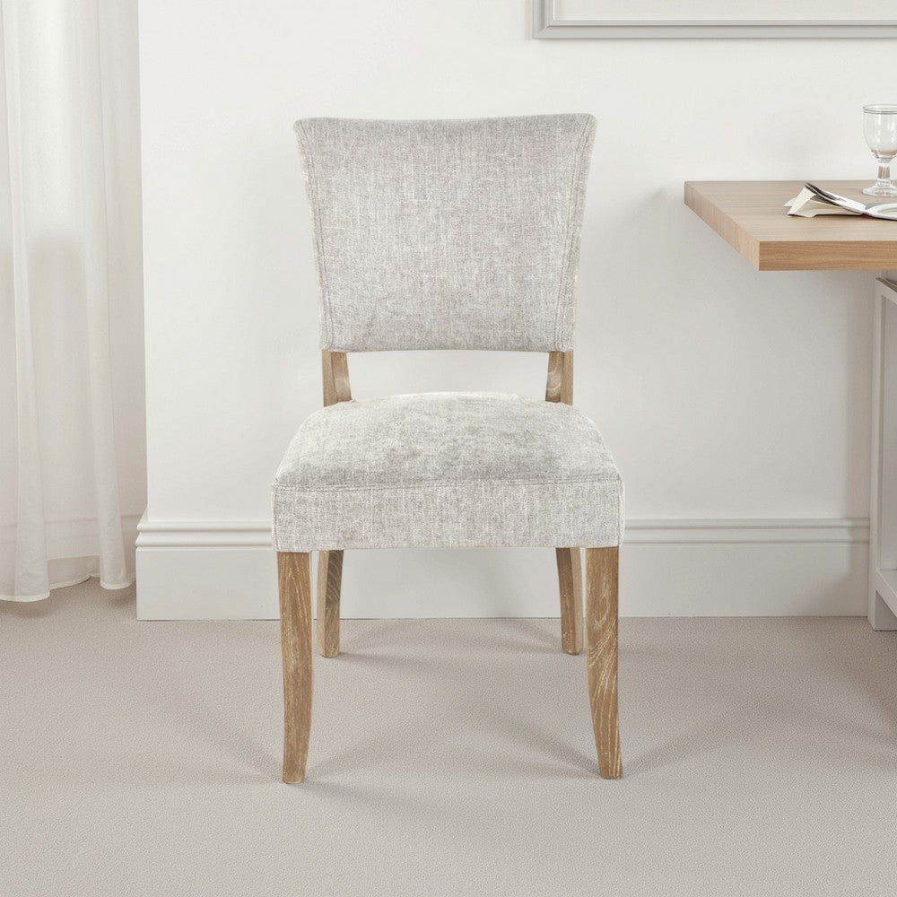 Ryna Dining Side Chair Set of 2, Gray, Washed Oak Brown Solid Wood