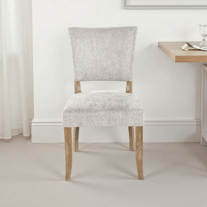 Ryna Dining Side Chair Set of 2, Gray, Washed Oak Brown Solid Wood