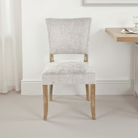 Ryna Dining Side Chair Set of 2, Gray, Washed Oak Brown Solid Wood