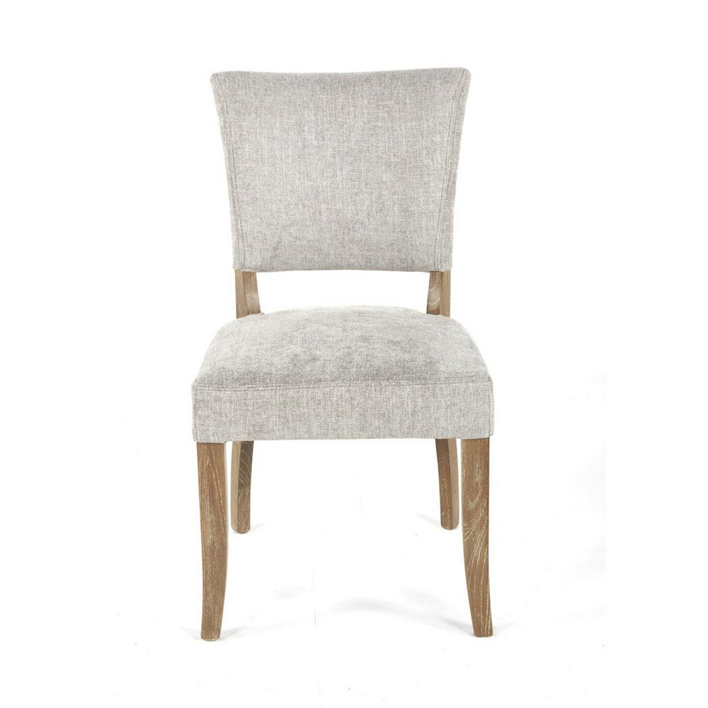 Ryna Dining Side Chair Set of 2, Gray, Washed Oak Brown Solid Wood