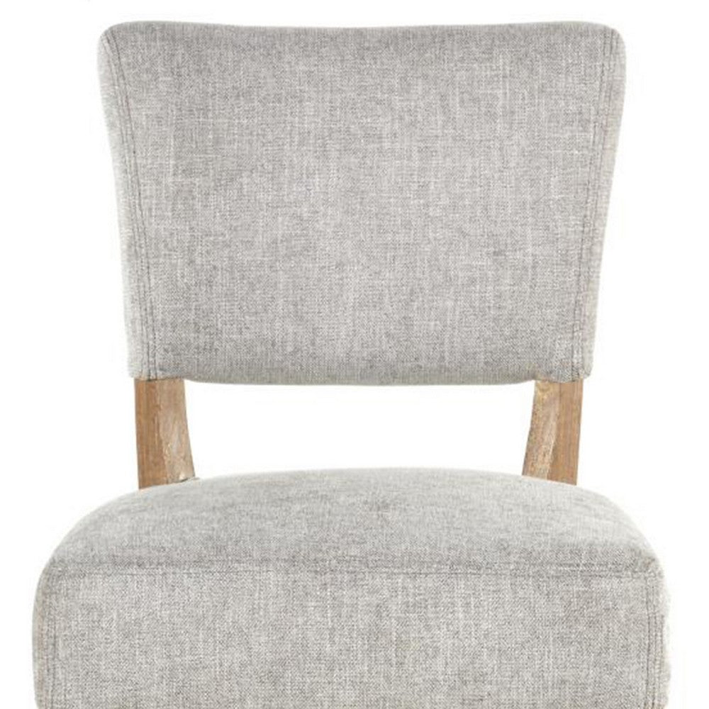 Ryna Barstool Chair, Plush Light Gray Fabric, Washed Oak Solid Wood