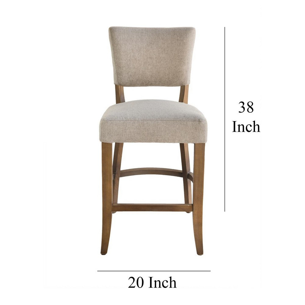 Ryna Counter Stool Chair, Light Gray Fabric, Oak Brown Solid Wood