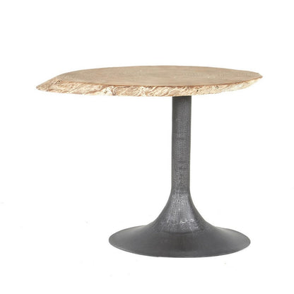 Lume Side End Table with Metal Trumpet Base, Gray Washed Live Edge Top