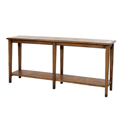 Dox Sofa Console Table, Shelf, Reclaimed Pine, Antique Brown, 71 Inch