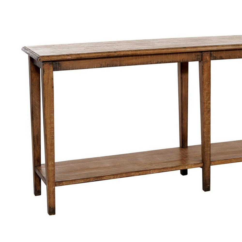 Dox Sofa Console Table, Shelf, Reclaimed Pine, Antique Brown, 71 Inch
