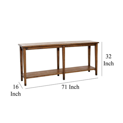 Dox Sofa Console Table, Shelf, Reclaimed Pine, Antique Brown, 71 Inch