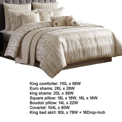 Rely 10pc Coverlet Queen Size Comforter Set, Woven Jacquard, Ivory