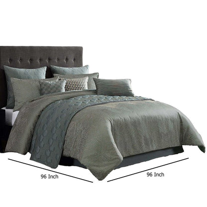 Mely 10pc Coverlet King Comforter Set, Shams, Green Woven Jacquard