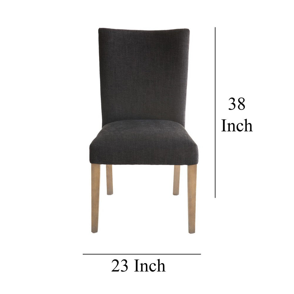 Zeus Dining Side Chair Set of 2, Black Fabric, Gray Tapered Legs