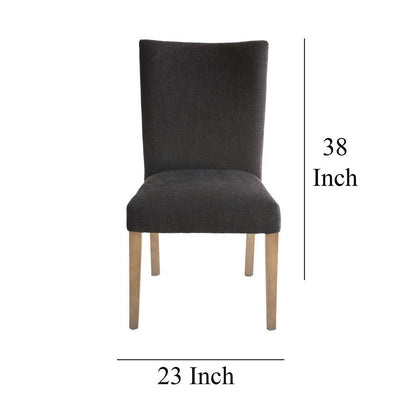 Zeus Dining Side Chair Set of 2, Black Fabric, Gray Tapered Legs