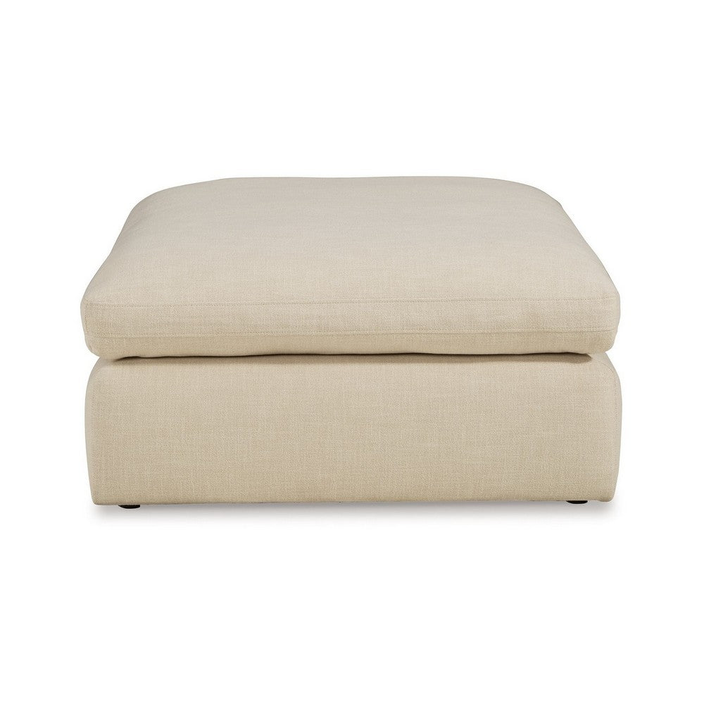 Elize Oversized Accent Ottoman, Beige Polyester, Soft Cushion, 42 Inch