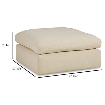 Elize Oversized Accent Ottoman, Beige Polyester, Soft Cushion, 42 Inch