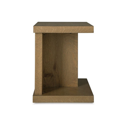 Anay Chairside Table with Dual USB Port, 22 Inch Brown Rustic Oak
