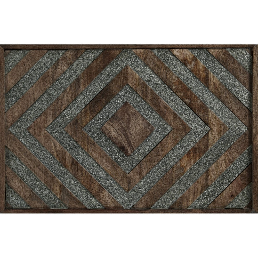 Dreg Cocktail Coffee Table with Diamond Cut Design, Brown Panel Legs