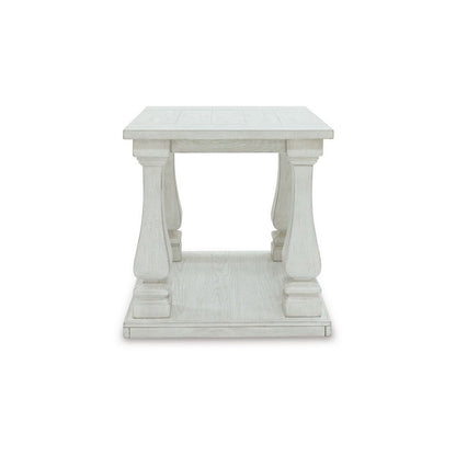 Dyne Side End Table, Plank Top, Baluster Legs, 27 Inch White Hardwood