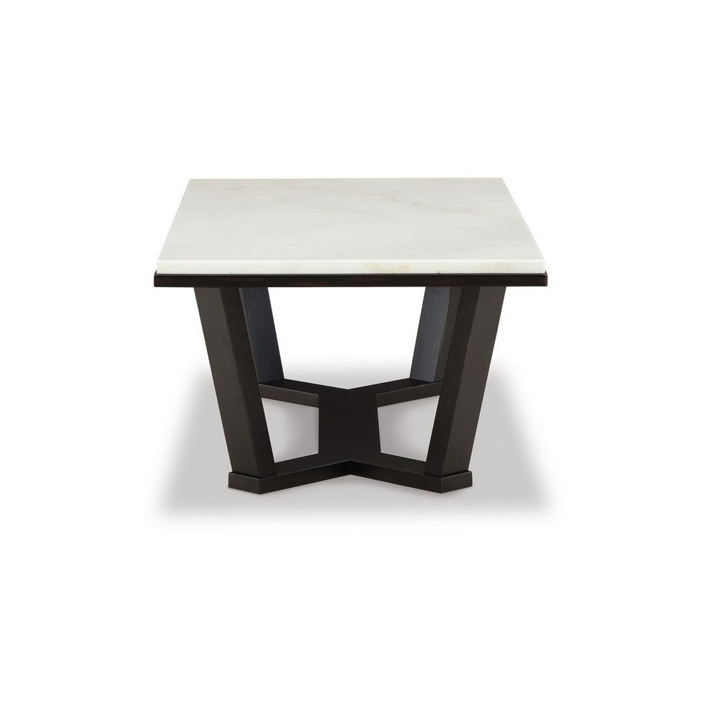 Fana Cocktail Coffee Table, Marble, Rectangular 48 Inch Espresso Brown