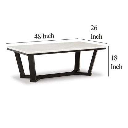 Fana Cocktail Coffee Table, Marble, Rectangular 48 Inch Espresso Brown