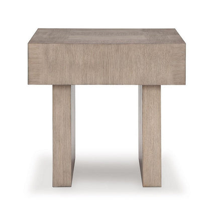 Laina Side End Table, Light Grayish Brown Hardwood, Square 26 Inch