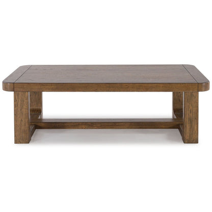 Cabal Coffee Table, Light Brown Hardwood Frame, Rectangular 34 Inch
